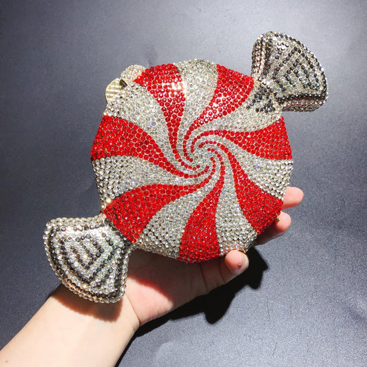 Sac en forme de bonbon avec des cristal et diamant.