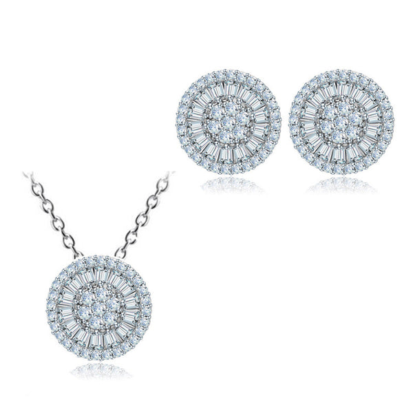 Zircon necklace earrings set | Korean fashion jewelry | Elegant zircon necklace | Zircon earrings for women | Minimalist Korean accessories | Sparkling zircon jewelry | Trendy necklace and earrings | Lightweight zircon set | Chic Korean necklace | Fashion zircon earrings